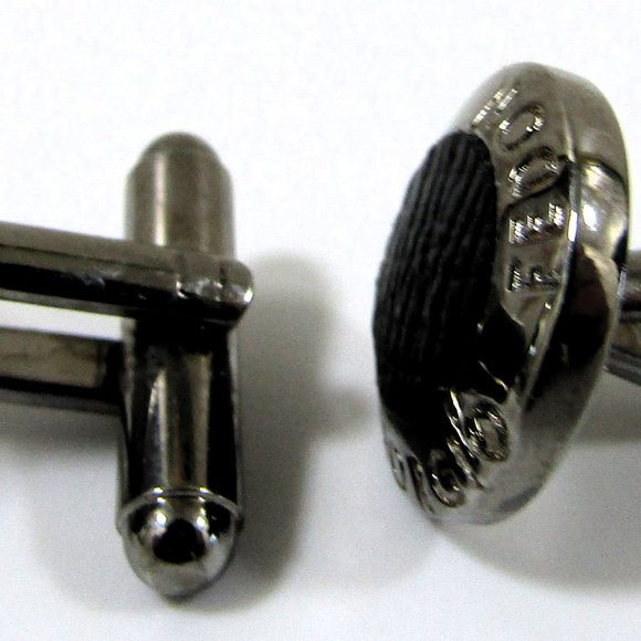 Giorgio Fedon 1919 Silver and Black Round Button Cufflinks Italy - Picture 4 of 5